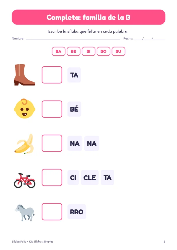 Actividad completa la palabra